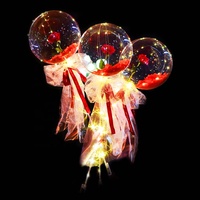 Ballons géants transparents lumineux de 18 pouces, décorations de fête, bouquet de roses LED, ballons lumineux transparents, globos