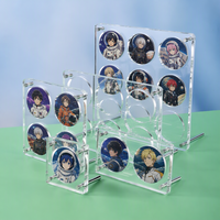 Support d'affichage personnalisé en acrylique pour badges et boîte de rangement à grille multi-trous pour épingles, boutons, cartes photo et objets de collection