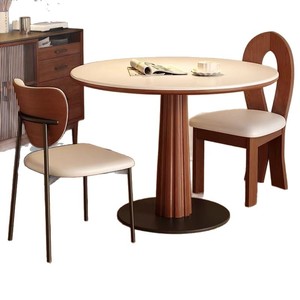 Vintage Style <b>Solid</b> <b>Wood</b> Round Dining <b>Table</b> White Nordic Retro Stable For Small Homes And Dining Room - Product Image 5