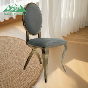 Silla <span class=keywords><strong>de</strong></span> Comedor Moderna Wayon <span class=keywords><strong>de</strong></span> Terciopelo con Respaldo Ovalado <span class=keywords><strong>de</strong></span> Acero Inoxidable Dorado <span class=keywords><strong>para</strong></span> Banquetes y Fiestas - Product Image 1