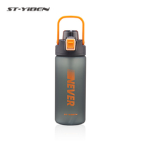 Bouteille de sport en plastique sans BPA Yiben pour le cyclisme et les trajets quotidiens, avec paille et poignée