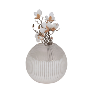 Vaso in Vetro Scanalato Moderno, Forma Scultorea Arrotondata, Vaso Decorativo per Fiori, Arredo Soggiorno, Elementi Decorativi per la Casa - Product Image 2
