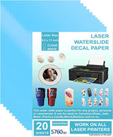 20 pièces/lot Papier de transfert à l'eau transparent pour gobelets, sans huile de revêtement, pour décalcomanies laser