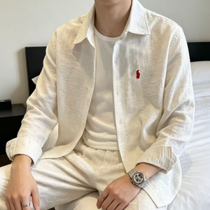 Ensemble 2 pièces rétro personnalisé pour <span class=keywords><strong>femme</strong></span> Ralf, <span class=keywords><strong>pantalon</strong></span> long ample taille haute et chemise en coton et lin pour Laurla, grandes tailles - Product Image 1