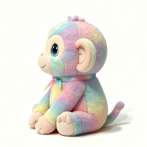 Customized Pastel Rainbow <b>Monkey</b> Plush <b>Toy</b>, Tie Dye Gradient Stuffed <b>Monkey</b> with Ombre Satin Ribbon Bow - Product Image 4