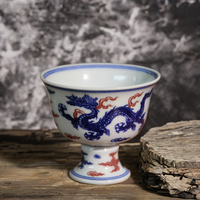 Tasse en porcelaine faite à la main seau bleu et blanc couleur motif de branche enchevêtrée thé Kung Fu tasse à thé en céramique du four de Zhong