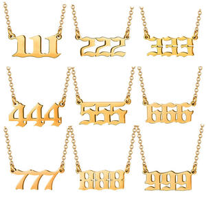 Collier personnalisé avec numéro d'ange en or, chaîne minimaliste, <span class=keywords><strong>111</strong></span>, <span class=keywords><strong>222</strong></span>, 333, 444, 555, 666, 777, 888, 999 - Product Image 1