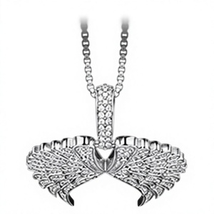 925 Silver Moissanite Gold Plated Luxury <b>Angel</b> <b>Wings</b> Pendant Necklace Long Chain <b>Jewelry</b> for Women Gift Party - Product Image 4