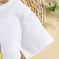 Romper Bayi Ramah Lingkungan Summer Infant, Kerah Bulat Motif Bebek, 100% Katun, Lengan Pendek, Putih, Untuk Bayi Laki-laki & Perempuan, Kancing Tekan di Selangkangan