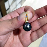 14-15mm 3A grade noir paon 18K or pur S925 véritable collier de perles naturelles de tahiti pendentif de perles baroques de tahiti