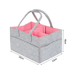 Kids Nursery Storage Basket Organizer Foldable Felt Baby Diaper Caddy
