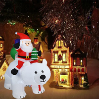 Décoration de Noël, ballon gonflable LED de 2,1 m, Père Noël monté sur un ours polaire, décorations de Noël