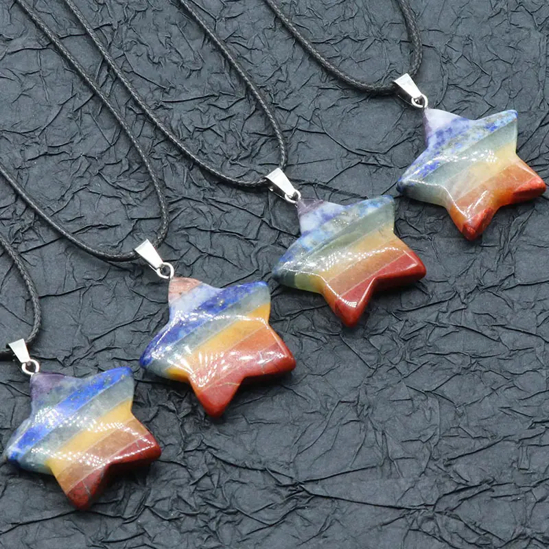 B1322 Fantastic colored stone necklace star shaped charm necklace jade necklace jewelry gift