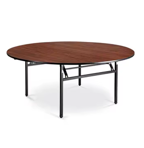 Table de repas ronde pliable d'extérieur en bois texturé, moderne, économique et durable, idéale pour les rassemblements dans le patio ou le jardin - Product Image 2