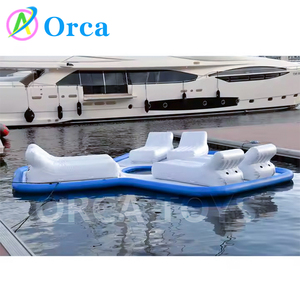 Offre Spéciale pont flottant <span class=keywords><strong>gonflable</strong></span> <span class=keywords><strong>6</strong></span> <span class=keywords><strong>places</strong></span> conception personnalisée point de goutte matériel eau île flottante Portable - Product Image 3