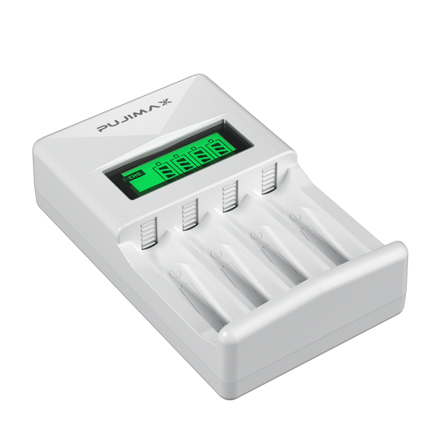 PUJIMAX Intelligent Smart Charging LCD Battery Charger USB C Fast Charger for AA AAA Rechargeable Battery Ni-mh Ni-cd Battery