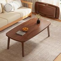 Table basse pliable en bois massif avec coins arrondis pour salon, petit appartement