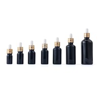 Flacon compte-gouttes en verre noir/doré à épaule plate, personnalisé, 15ml, 30ml, 50ml, 100ml, avec estampage à chaud, pour diffuseur de roseaux, gouttes pour les yeux, lotion, huile - Lot de 100 pièces