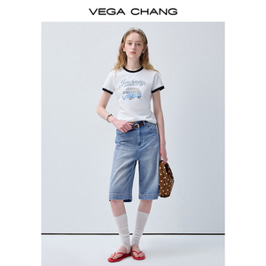 Camiseta de Manga Corta VEGA CHANG Blanca y Negra para <span class=keywords><strong>Mujer</strong></span>, con Estampado de Autocaravana, Cuello Redondo, Corte Ajustado, Informal, de Algodón - Product Image 3