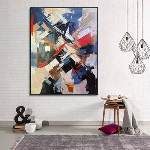 Modern <strong>Large</strong> Custom Size Muti Color Abstract Popular Geometric Textured <strong>Canvas</strong> Wall <strong>Art</strong> Customizable for Bedroom Living Room - Product Image 5