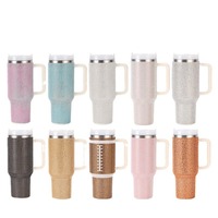 Gradient Color Rhinestone Cup 40Oz Coffee Vacuum Tasse à eau en diamant en acier inoxydable à double paroi avec poignée