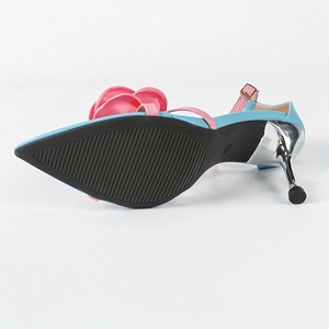 Sandales à talons sexy pour femmes, à bout pointu, à brides croisées à la cheville, à motif de roses, de qualité supérieure, couleur bleue - Product Image 3