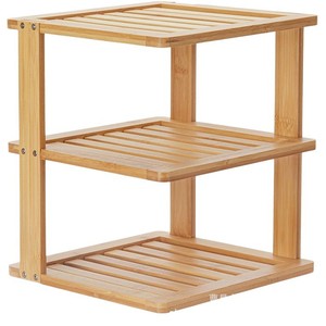 Wooden multi-tiered countertop organizer for kitchen cabinets, food and cosmetic storage <b>racks</b>, three-tiered <b>plate</b> <b>rack</b> - Product Image 1