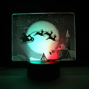 Dotted Technology Laser Engraving Night Lights Customized Fairy Snow Pattern 3D Illusion Acrylic LED Lamps