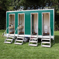 Remorque de toilettes mobiles à 4 postes, spacieuse, conforme aux normes DOT, aux normes américaines, remorque de toilettes de luxe portable à vendre