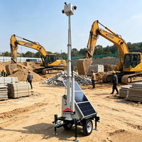 Trailer CCTV Mini Tenaga Surya Portabel dengan Kamera Keamanan WiFi 4G Trailer Pengawasan Tenaga Surya Mobile untuk Pemantauan Area Konstruksi