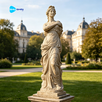 Statue de jardin carrée grande taille, moderne, personnalisée, en marbre blanc, sculpture artisanale de figure occidentale en pierre pour extérieur