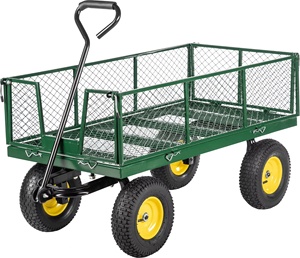 Chariot de jardin robuste en acier inoxydable QD à quatre roues, structure en maille personnalisable OEM pour extérieur, outils en gros TC4025 - Product Image 2