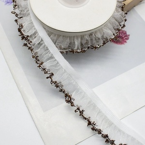 ZSY 1.7cm-<span class=keywords><strong>2</strong></span>.3cm Simli Dantel Şerit Giysi İç Giyim Elbise Elastik Bant Şerit Kemer Pul Payetli Pileli Fırfırlı Süsleme Dantel - Product Image 4