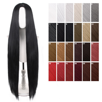 100 Farben 100cm 645 Gramm Lange Glatte Mittelteil-Perücke ohne Pony Synthetische Hitzebeständige Universal-Haarbasis-Perücken für Cosplay