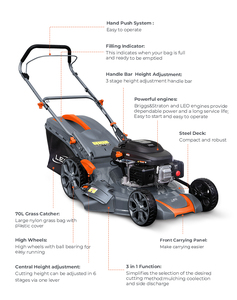 Cortadora de Césped a Gasolina LEO LM56-2L(XP200) con Mango Plegable Ajustable y Empuje Manual - Product Image 4