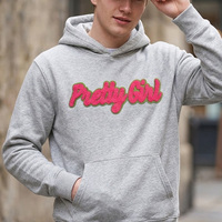 Patch en chenille « Pretty Girl » avec lettres, broderie pelucheuse, appliqué thermocollant ou à coudre pour vêtements, chapeaux, sacs, DIY, personnalisé, vente en gros