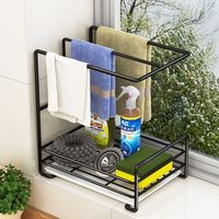 Étagère de rangement murale sans perçage pour essuie-tout, porte-serviettes, support de drainage, rangement intégré pour comptoir de cuisine