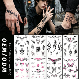 Autocollants de tatouage semi-permanents à l'encre végétale, motif papillon, imperméables, longue durée, art corporel tribal, tatouages temporaires pour femmes et adultes - Product Image 3