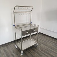 Chariot médical mobile moderne en acier inoxydable pour perfusion, chariot d'infirmière d'hôpital, poteau IV, 2 tiroirs, pour centre de dialyse, clinique, USI, salle de sport