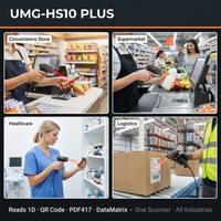 UMG-HS10 PLUS Escáner de Códigos QR 2D Confiable, Lector de Códigos de Barras USB con Cable, Portátil, para Lavanderías y Gestión de Tickets