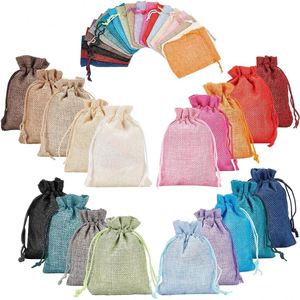 Pochette en coton et lin recyclable écologique avec cordon de serrage, élégante pour mariage, fête, bonbons, cadeaux, emballage en coton écologique - Product Image 1