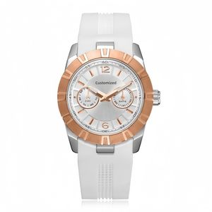 Reloj de Mujer Multifuncional Personalizado OEM ODM con Movimiento Miyota, Correa de Silicona de Lujo, 34MM, Relojes de Cuarzo Azules - Product Image 3