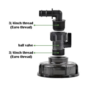 Raccord d'eau 1/2'' 3/4'' 1'' pour tuyau de jardin, connecteur de robinet S60 à filetage grossier, coudé pour réservoir IBC, connecteur de tuyau PE - Product Image 2