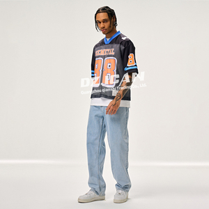 MAKITAPE Custom Logo Print Retro Mesh Cropped Boxy <b>Tshirt</b> for Men Wholesale <b>Polyester</b> Baggy Sports Football Jersey T Shirt - Product Image 5