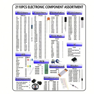Kit de Componentes Electrónicos Mega de 2110 Piezas, Incluye Surtido + Condensadores + Resistencias + LED + Transistores + Conectores DC + PCB + Amplificador Operacional - Product Image 3