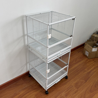 Cage à oiseaux spacieuse pour perroquets et petits oiseaux, en verre massif, facile à nettoyer, avec plateau tiroir, roulettes fixables et bien ventilée