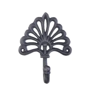 Wholesale Vintage Iron Retro Old Metal Craft Peacock Tail Fan Shape Single Coat Hook