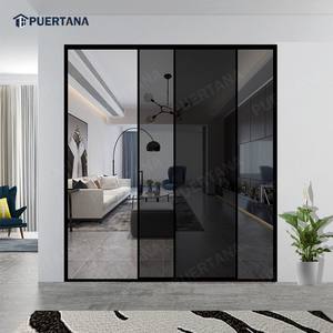 Drei-Vier-Fünf-Verbindungssystem Extrem Schmale Aluminium-Teleskop-Schiebetür Innen-Glastrennwand Raumteiler - Product Image 5