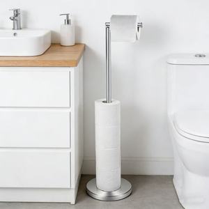 Porte-<span class=keywords><strong>papier</strong></span> toilette moderne en acier inoxydable à barre unique, sur pied, pour salle de bain d'hôtel, installation sans perçage requise - Product Image 5
