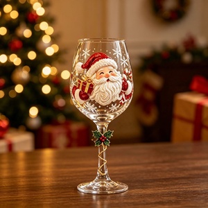Lanterne en verre artistique, gobelet de Noël, fête de fin d'année, flocon de neige rouge, pour la maison et le bureau, support pour tasses et mugs, vente en gros - Product Image 6